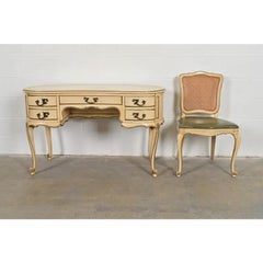 John Widdicomb Style French Provincial Louis XV Cream Lacquered and Gold Gilt Le