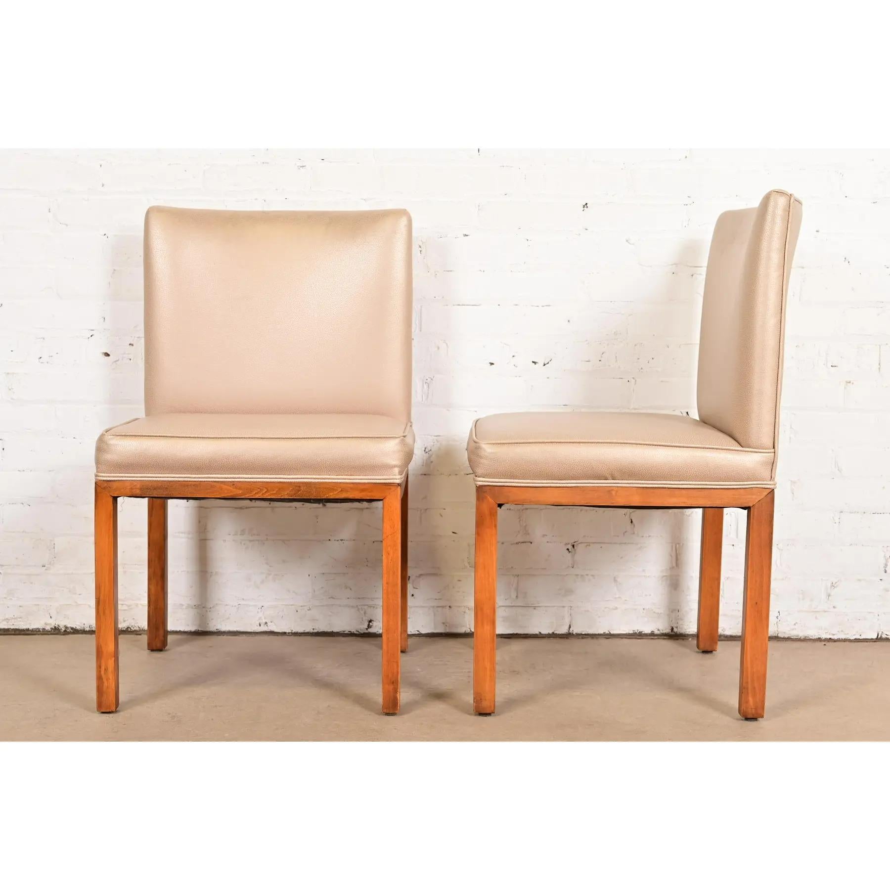 John Widdicomb Style Modern Parsons Leder Esszimmerstühle, Satz von sechs im Angebot 5