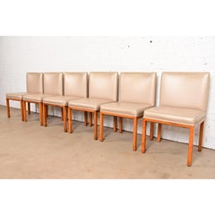 John Widdicomb Style Modern Parsons Leder Esszimmerstühle, Satz von sechs