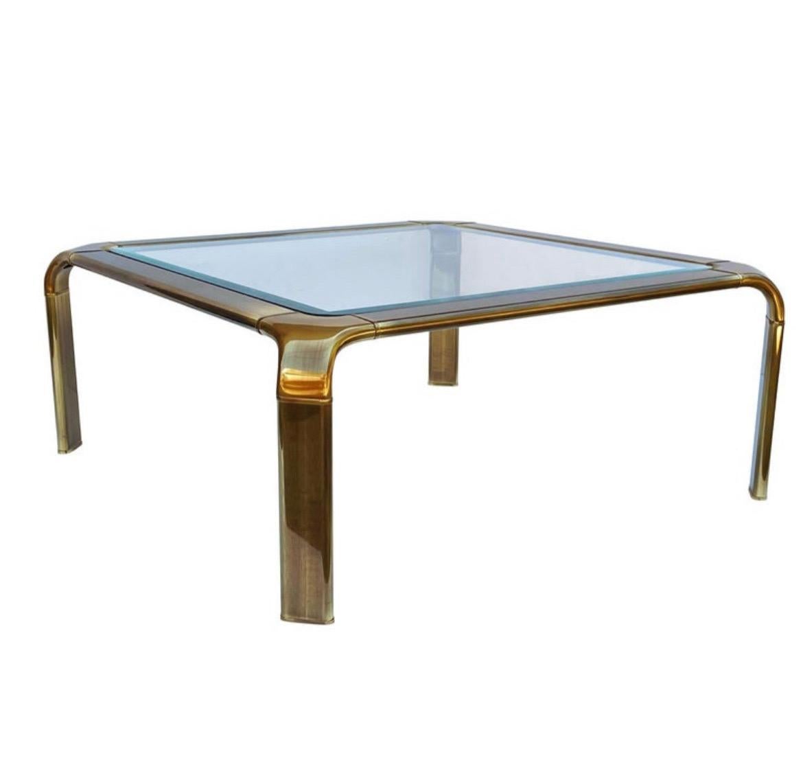 Laiton John I Widdicomb Style Vintage Coffee Table Table basse Waterfall en vente