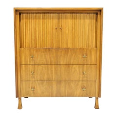 John Widdicomb Tall Chest with Tambour Doors over Three Drawers