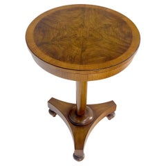 John Widdicomb Very Fine Burl Wood Round Top Triangle Base Side End Table Stand