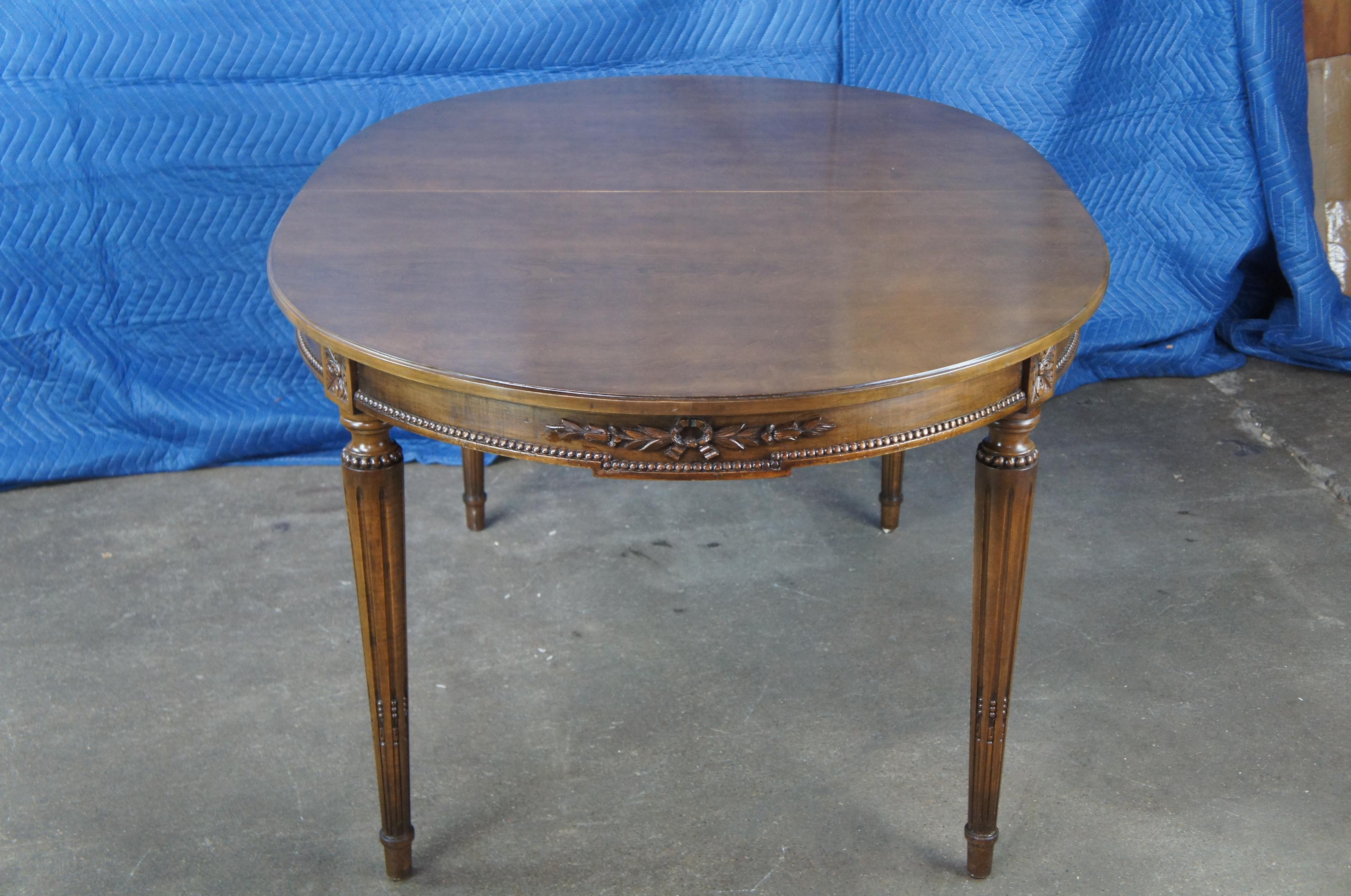 John Widdicomb Walnut French Louis XVI Oval Extendable Banquet Dining Table 8
