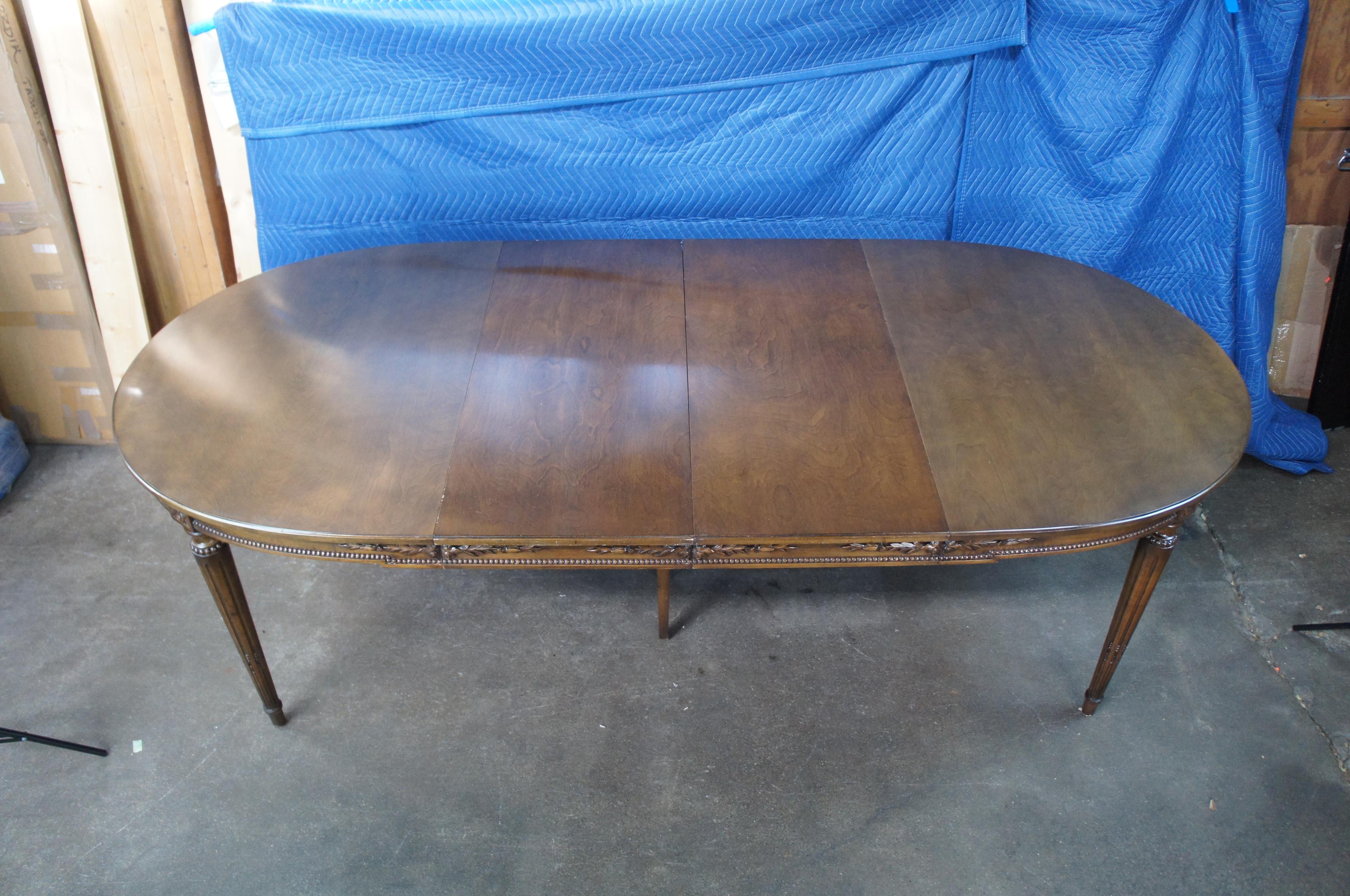 20th Century John Widdicomb Walnut French Louis XVI Oval Extendable Banquet Dining Table