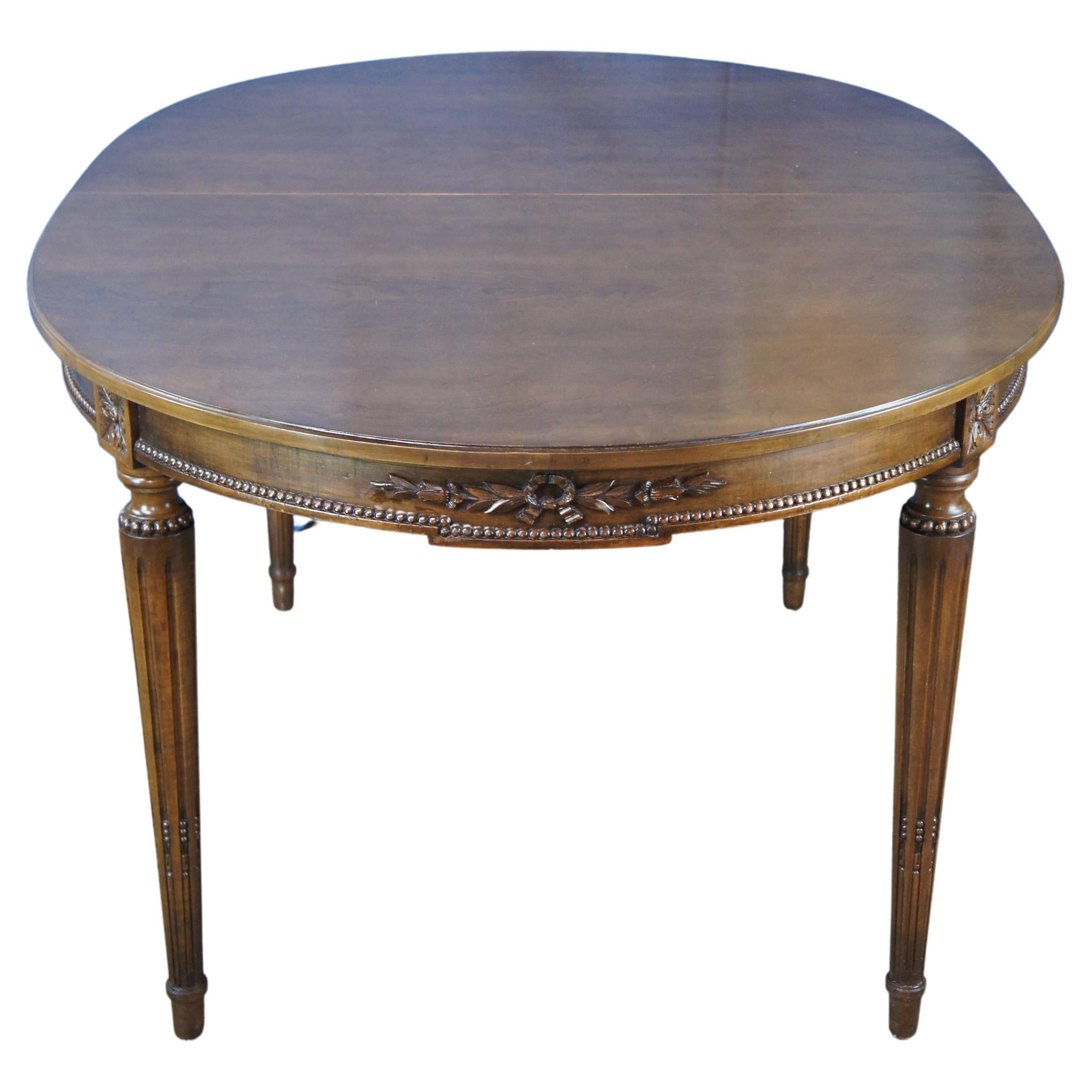 John Widdicomb Walnut French Louis XVI Oval Extendable Banquet Dining Table