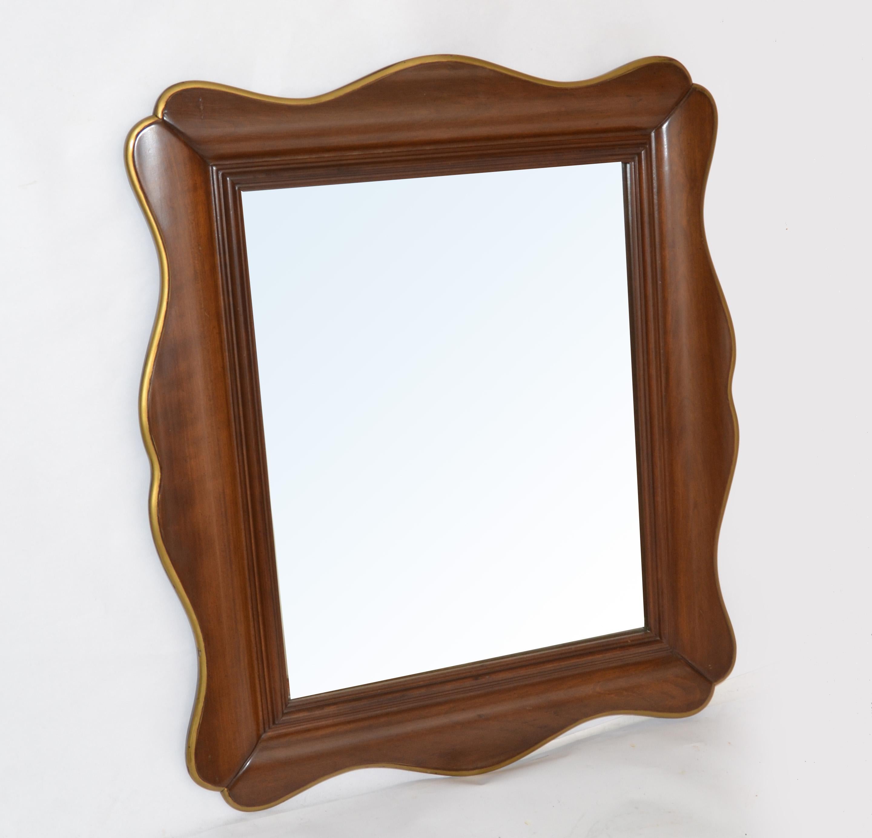 scalloped wood mirror