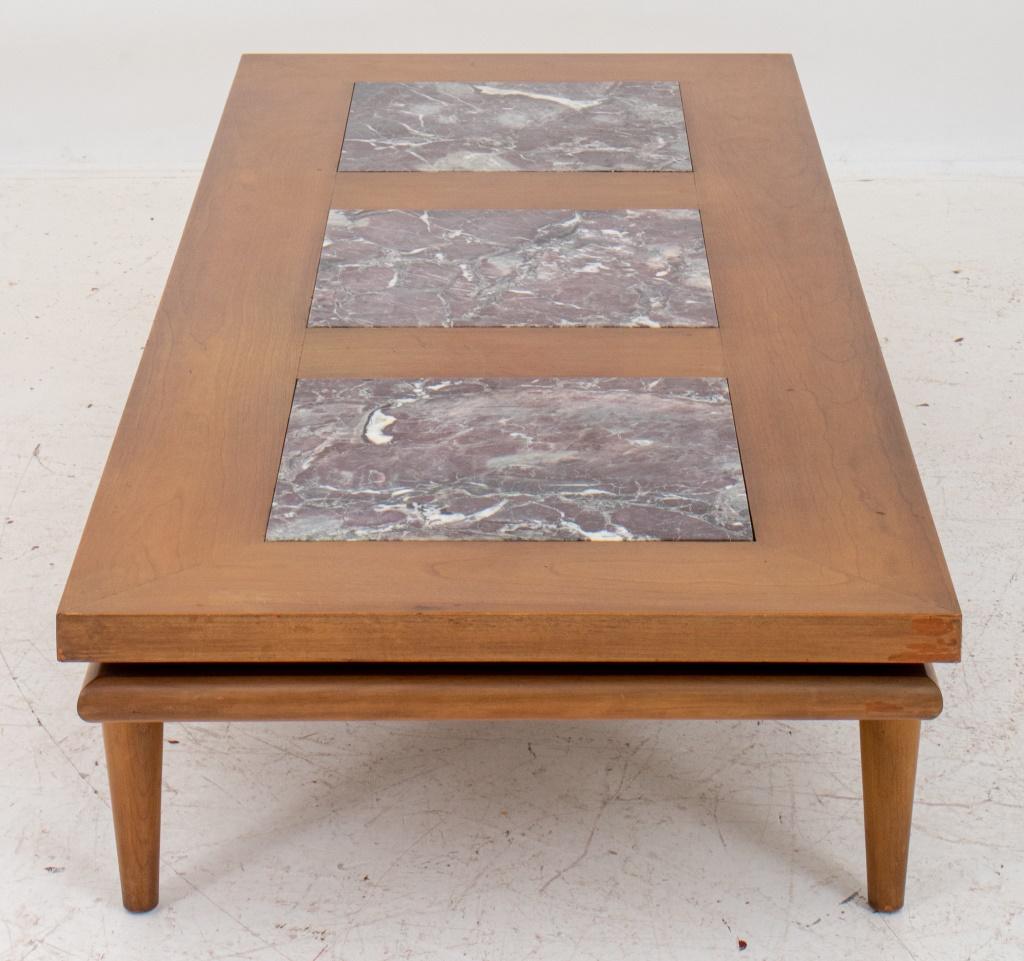 Mid-Century Modern John Widdicomb Walnut & Marble Coffee Table