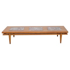 John Widdicomb Walnut & Marble Coffee Table