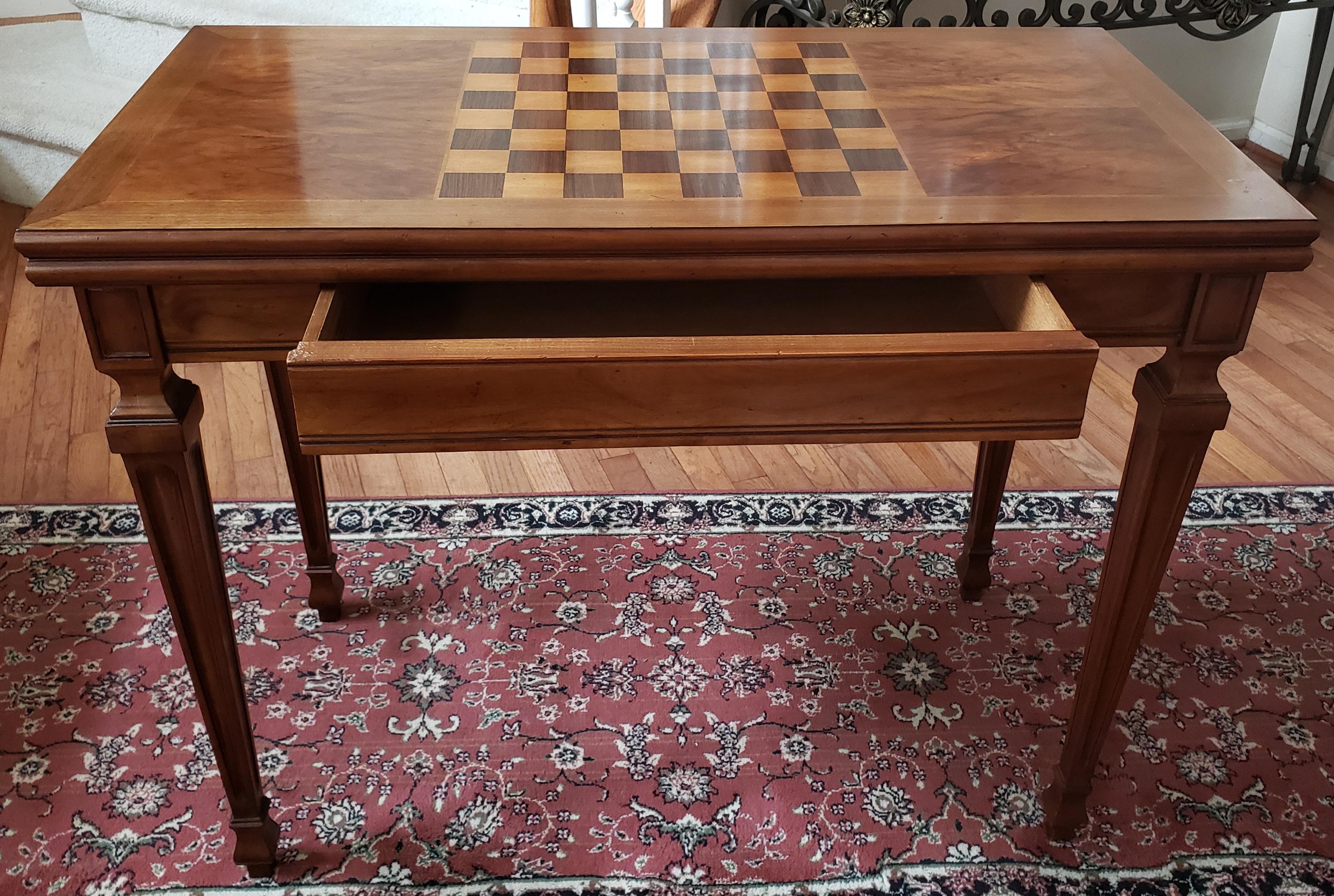John Widdicomb Walnut Satinwood Marquetry Watertown Slide Console Game Table 8
