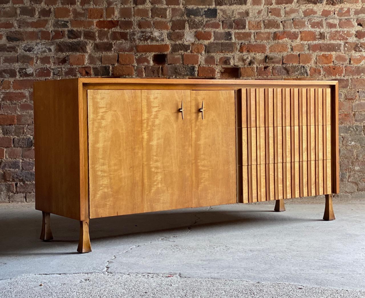 Mid-20th Century John Widdicomb Walnut Sideboard Credenza Brutalist, USA, 1960