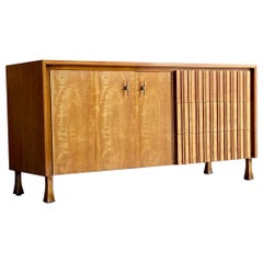 John Widdicomb Walnut Sideboard Credenza Brutalist, USA, 1960