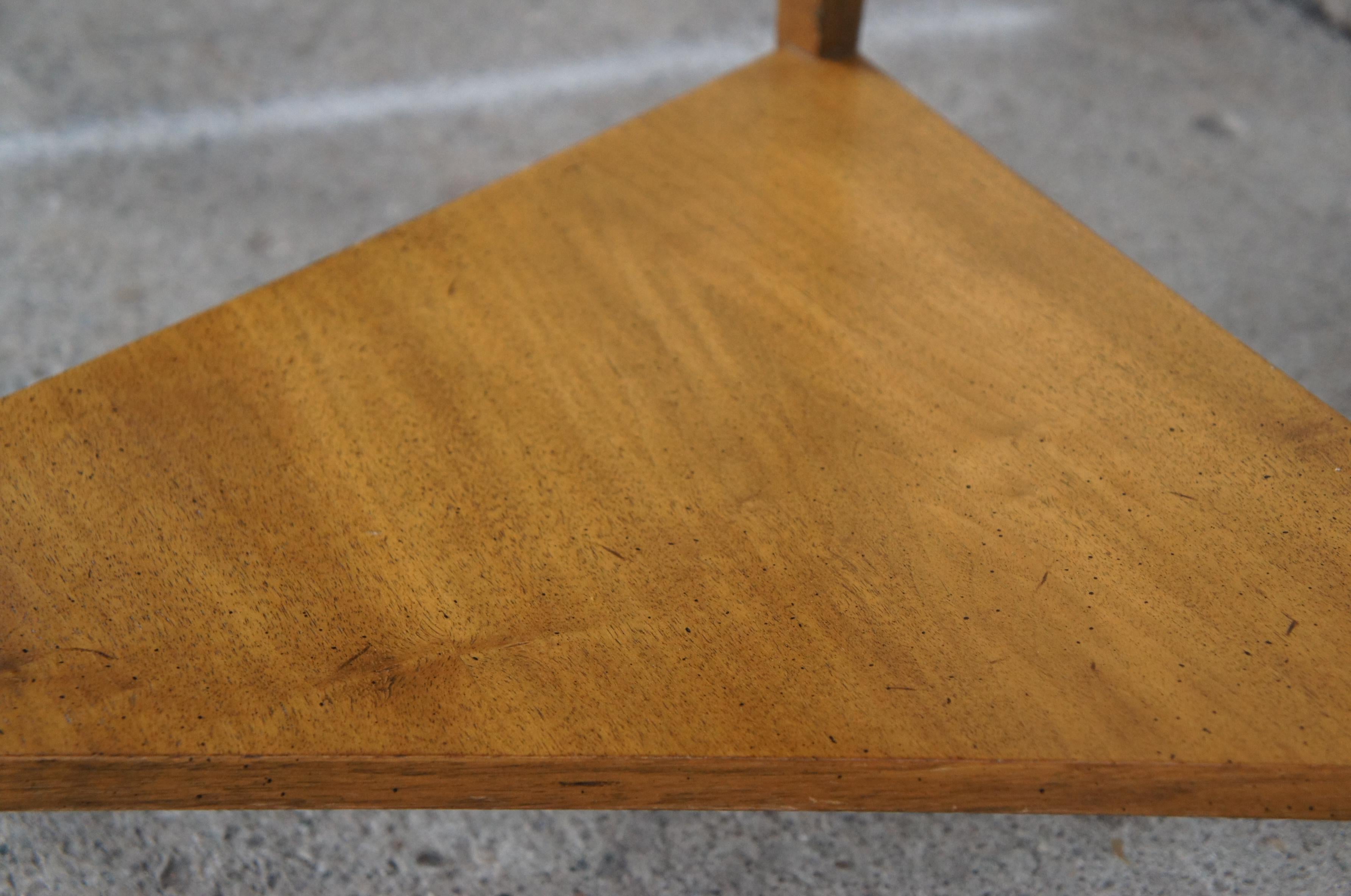 John Widdicomb Walnut Triangular Tiered Drop Leaf Handkerchief Accent Table 3