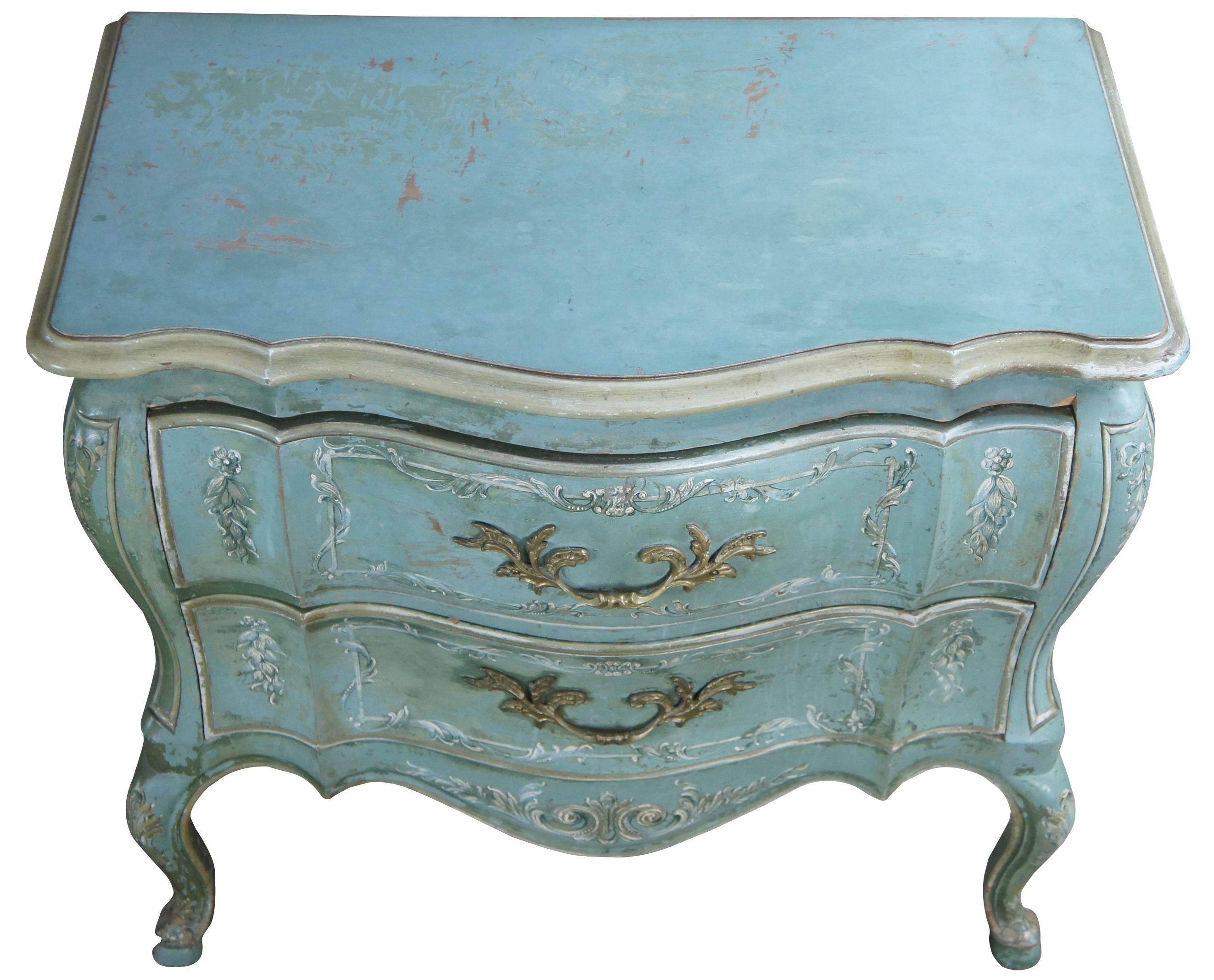 distressed teal dresser