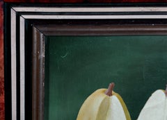 20th century oil painting on wood panel still life signed fruit small pears