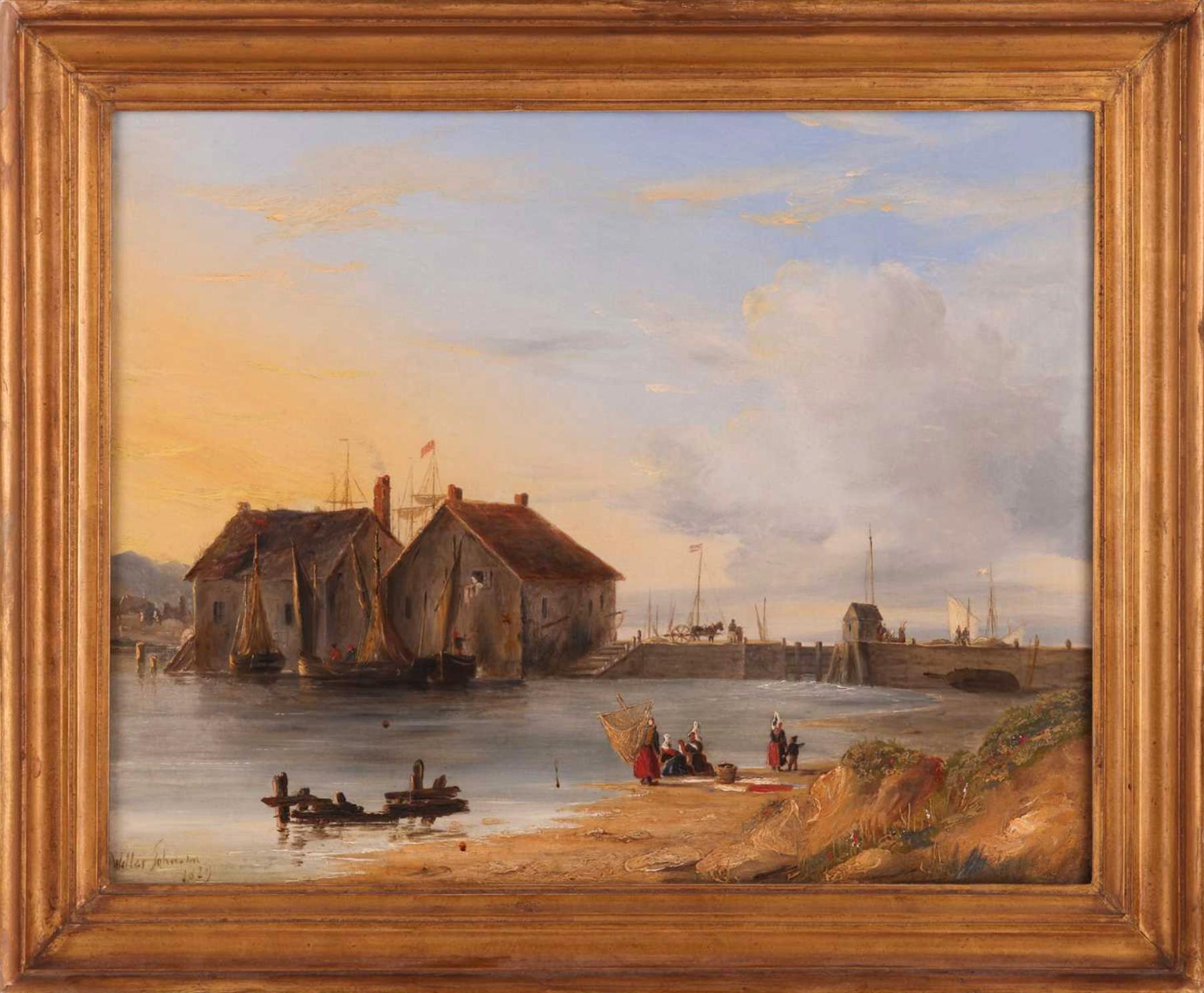 John Johnson (1793-1863)
Scene del porto
Una coppia, olio su tela
Entrambi firmati e datati
Dimensioni della tela - 15 x 15 pollici
Dimensioni incorniciate - 16 x 18 1/2 pollici

John Samuel Willes Johnson (1793-1863) era un ufficiale della marina