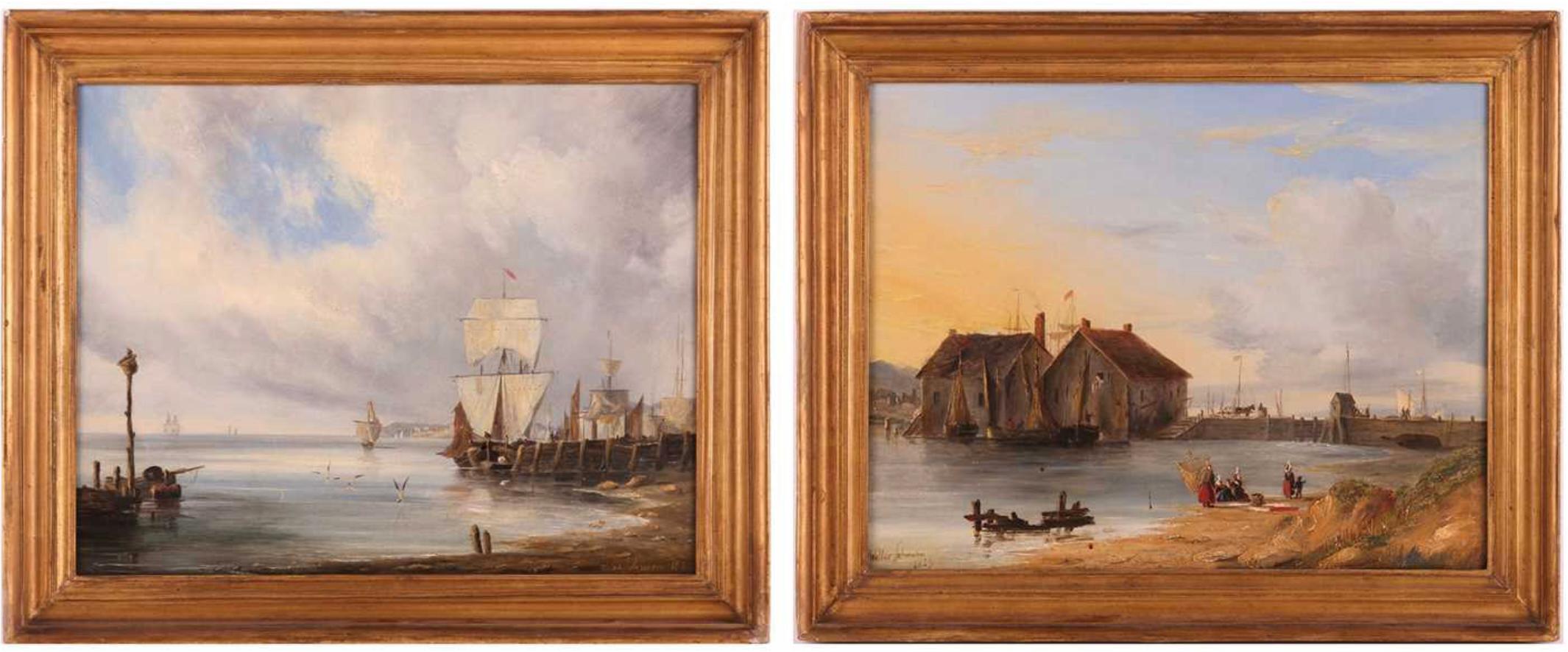 Landscape Painting di John Willes Johnson  - Un paio di viste sul porto