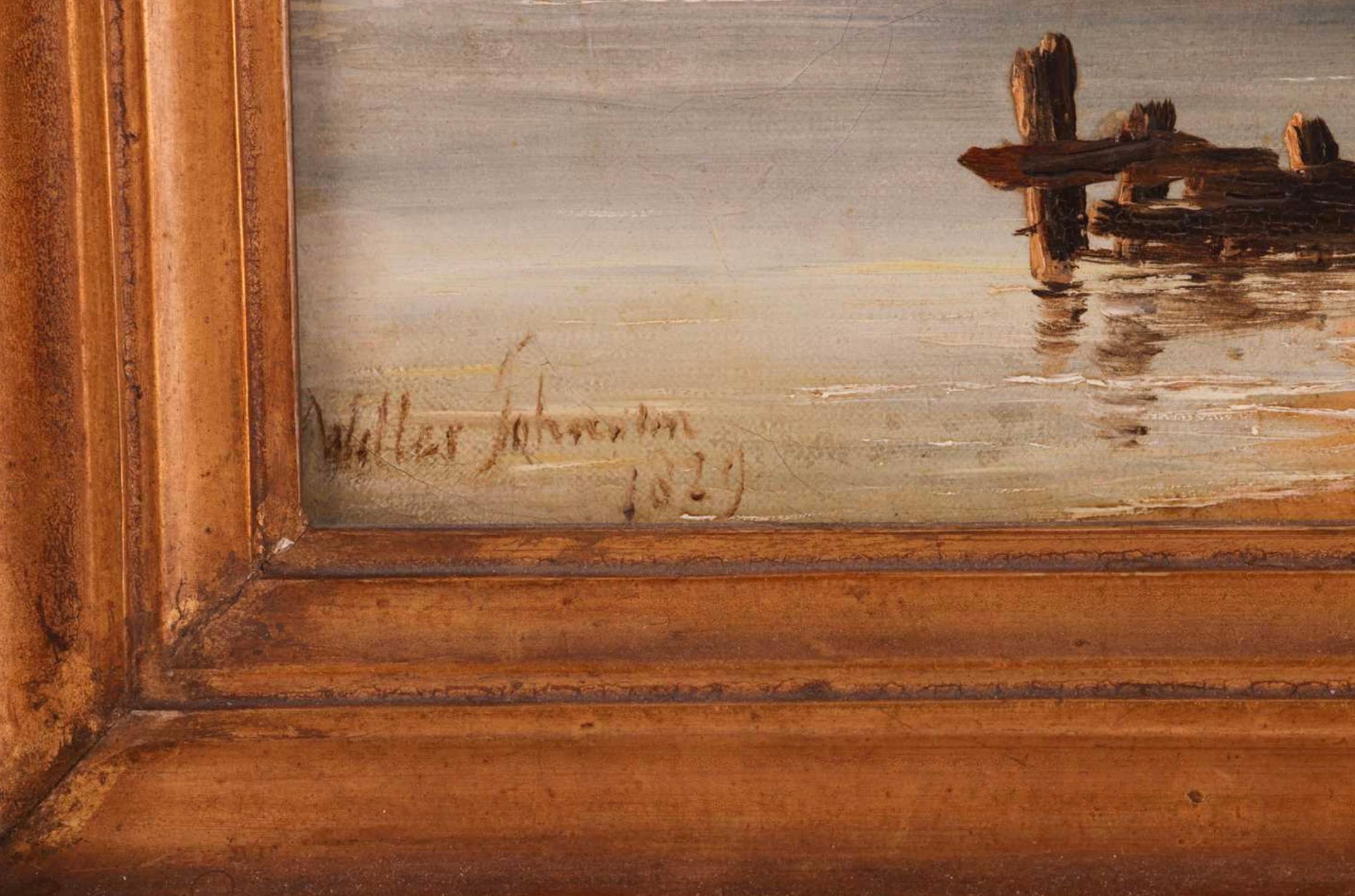 El Puerto en marea baja - Painting Victoriano de John Willes Johnson 