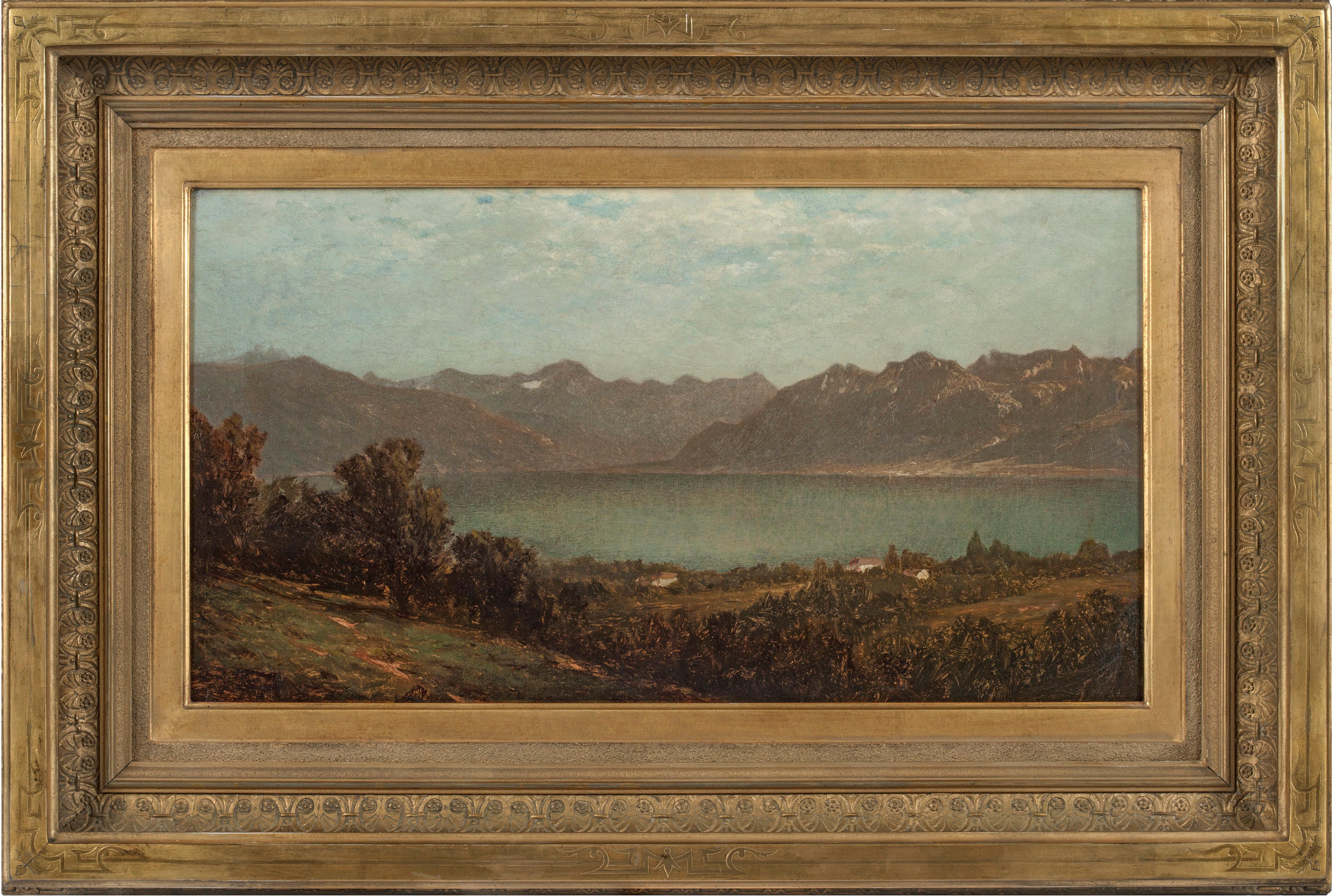 John William Casilear (1811-1893)
Mountain Lake
Oil on canvas
11 ¼ x 21 inches
Estate stamp verso

PROVENANCE: Spencertown Art and Antiques, Spencertown, NY; to private collector, 1986.

