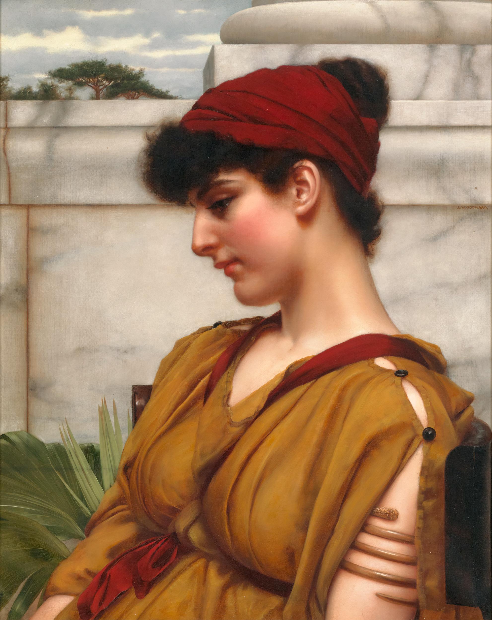 John William Godward
1861-1922  British

A Classical Beauty in Profile

Signed "J.W. Godward" (center right)
Oil on canvas

An extraordinary portrait by John William Godward, A Classical Beauty in Profile embodies his renowned style. Celebrated as