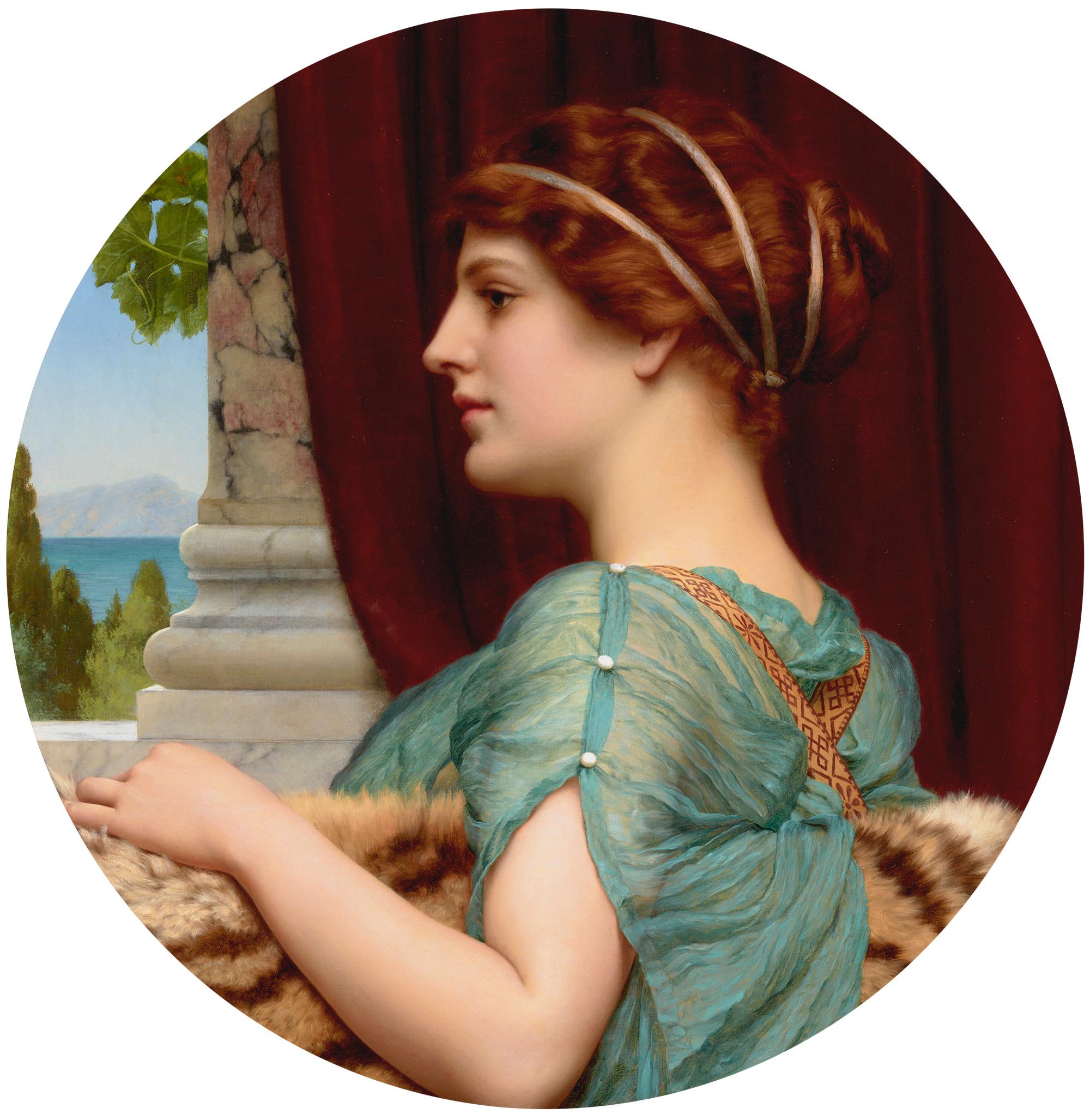 John William Godward Portrait Painting -  A Pompeian Lady