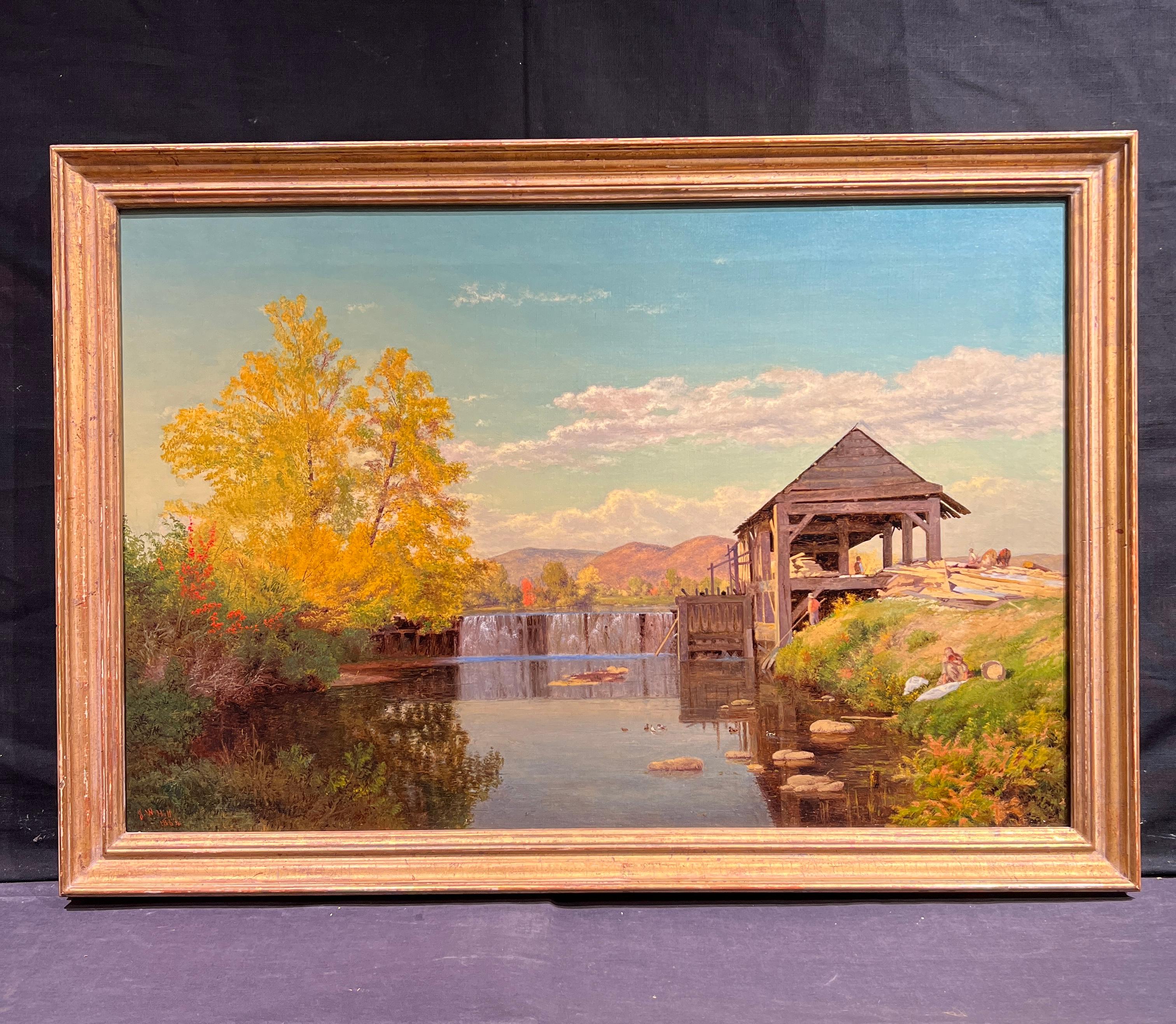 Aserradero Catskill - Painting Escuela del río Hudson de John William Hill