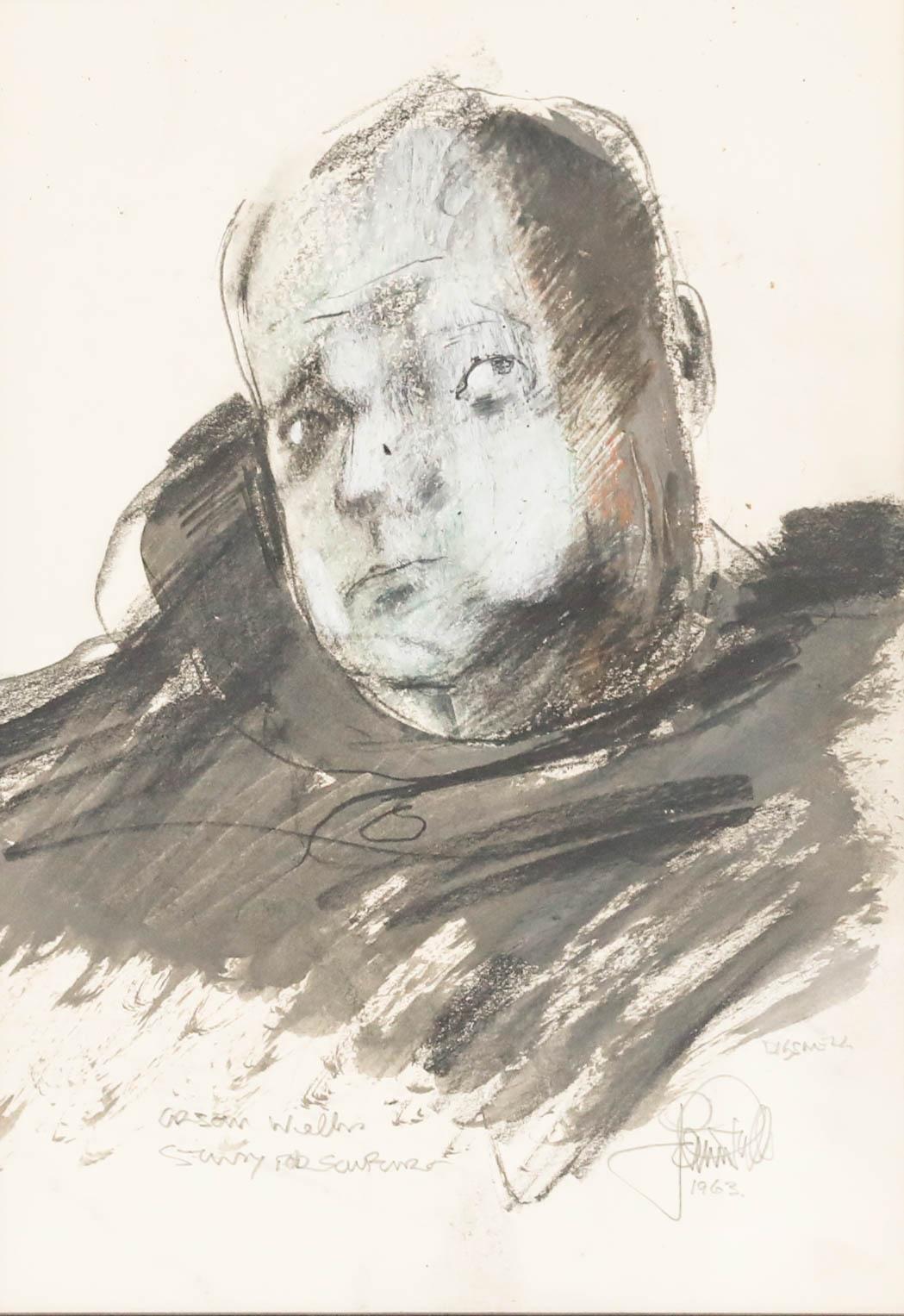 John William Mills PPRBS ARCA FRSA (1933-2023) - 1963 Mixed Media, Orson Welles For Sale 1