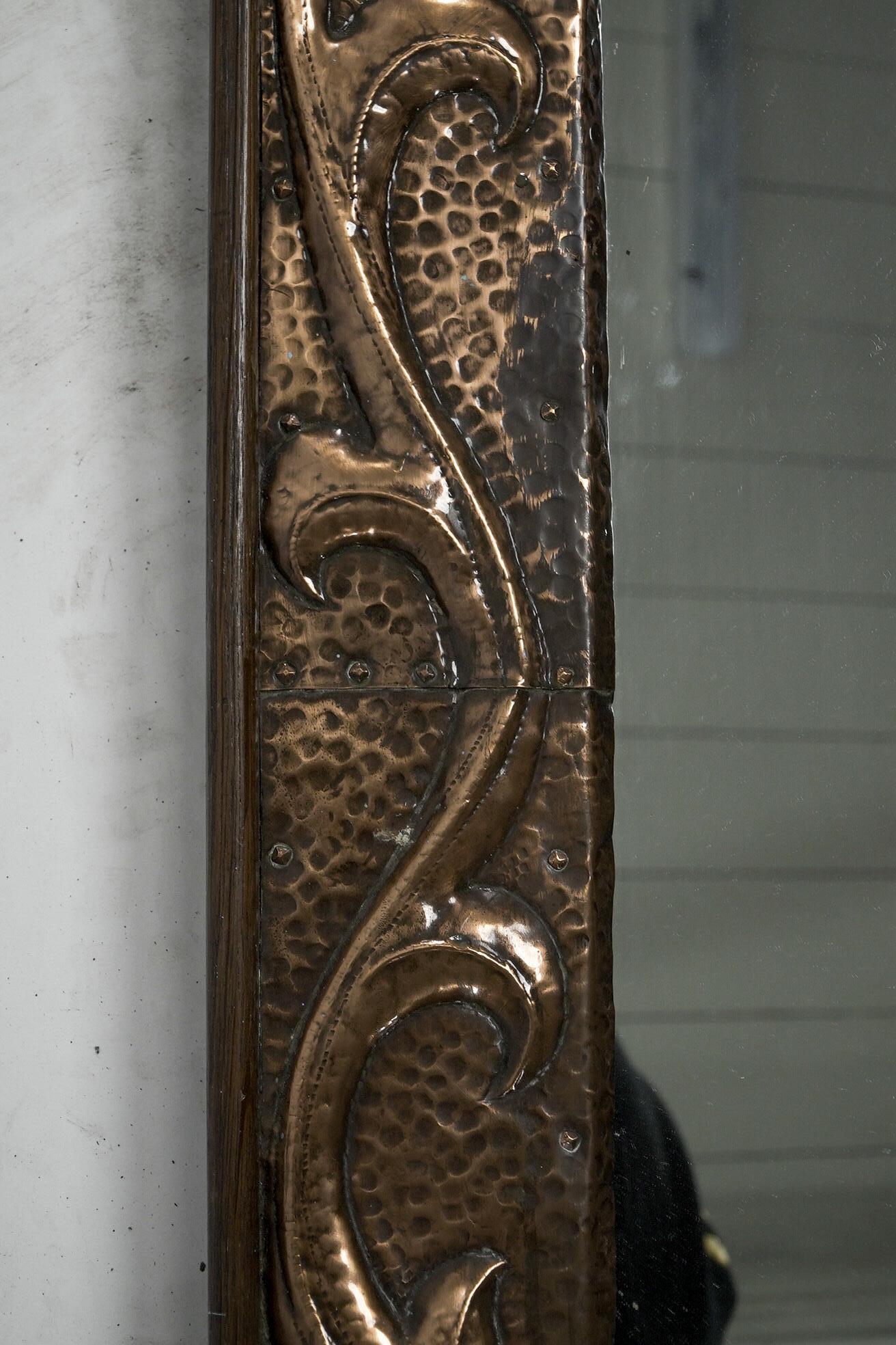 John Williams. The Guild of Handicraft. An enormous & exceptional copper mirror For Sale 11