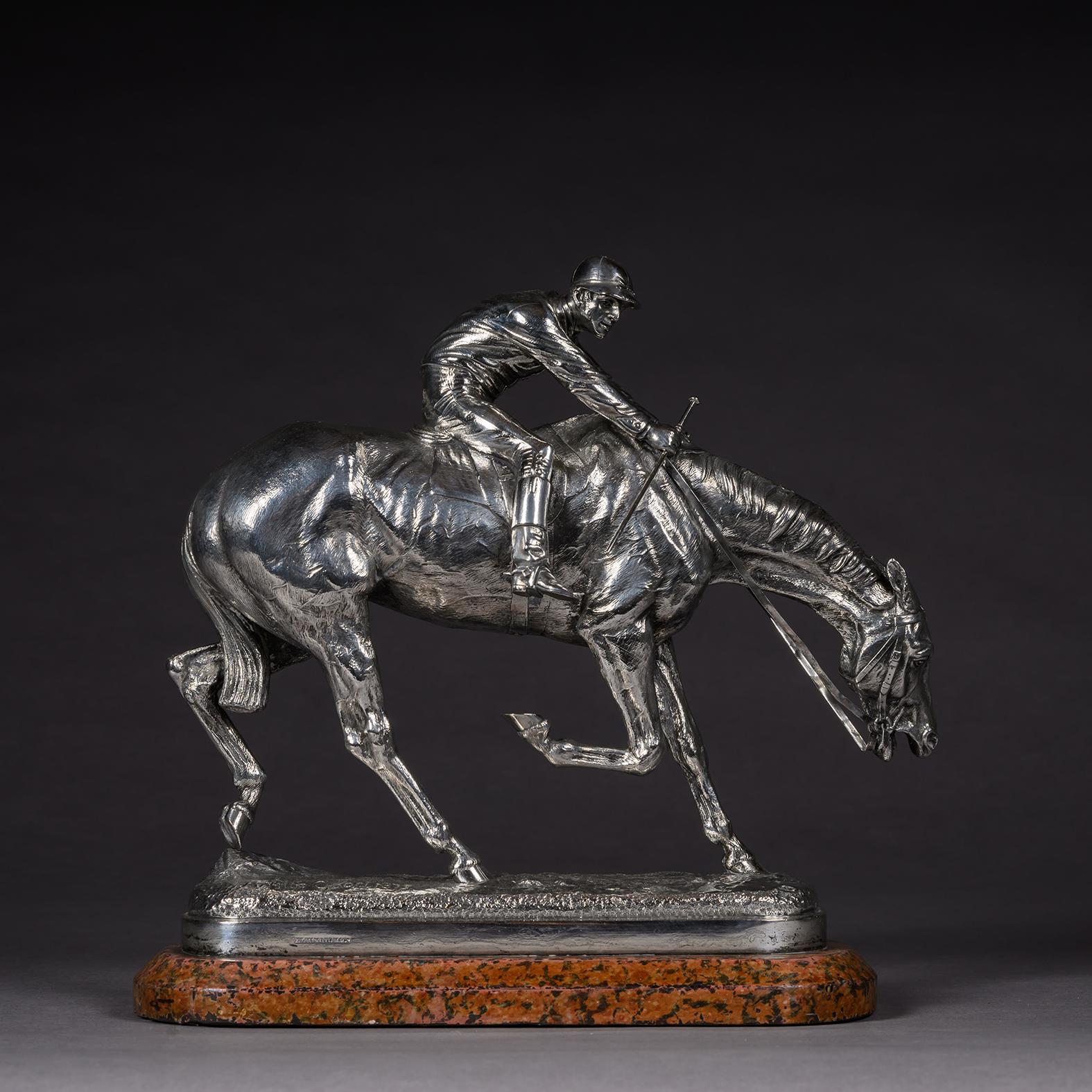 John Willis-Good,  ‘After The Race’, A Silvered Bronze Equestrian Group (Gemalt) im Angebot