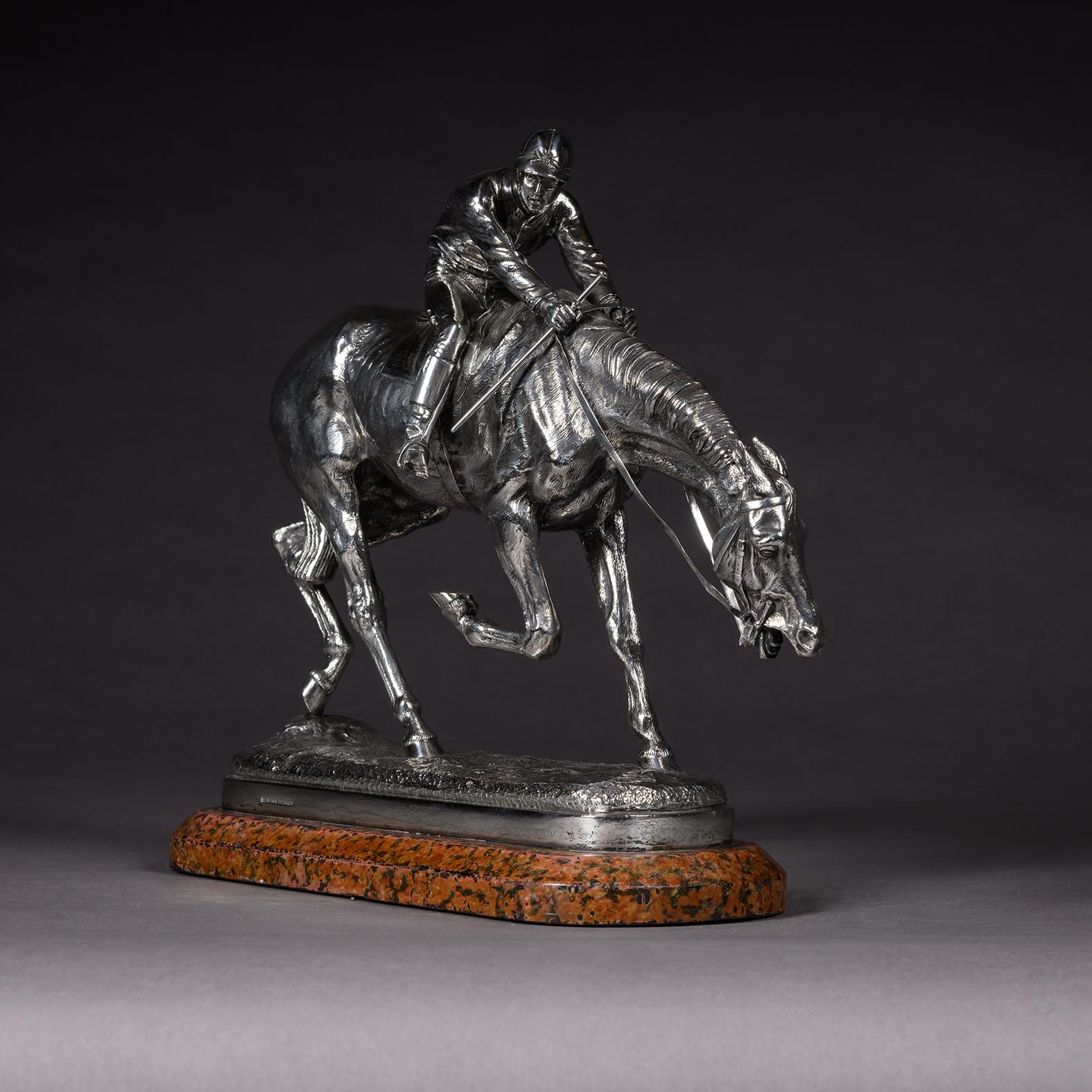 John Willis-Good,  ‘After The Race’, A Silvered Bronze Equestrian Group (19. Jahrhundert) im Angebot