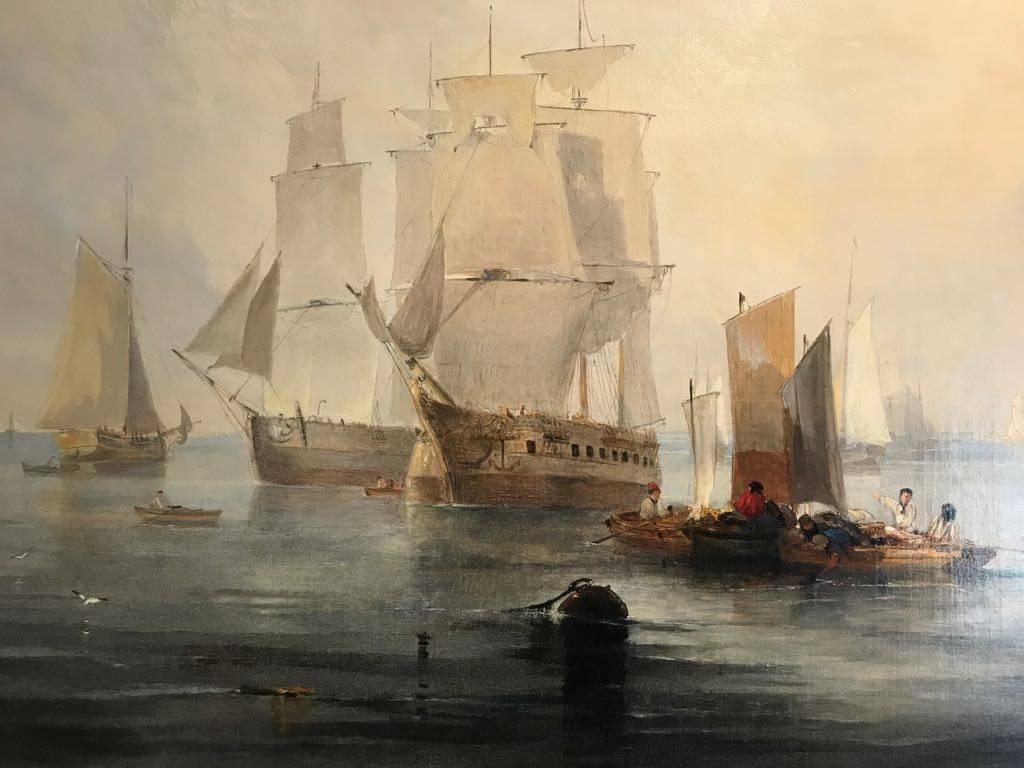 Großes englisches Marinegemälde des 19. Jahrhunderts in atemberaubendem Licht – Painting von John Wilson Ewbank