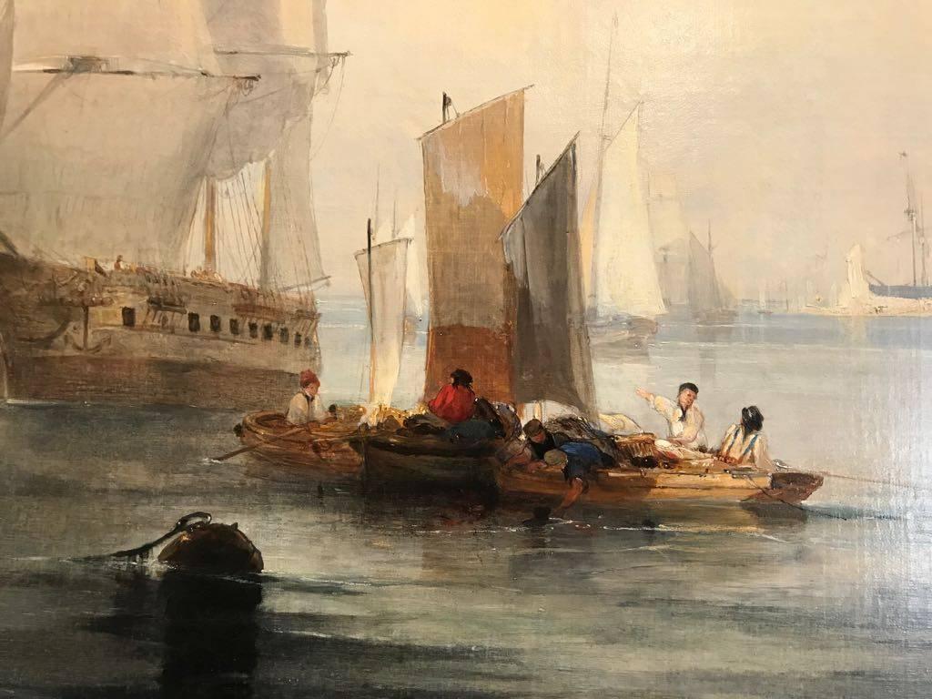 Großes englisches Marinegemälde des 19. Jahrhunderts in atemberaubendem Licht (Alte Meister), Painting, von John Wilson Ewbank