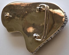 John Winston Mother of Pearl & Sterling Carved Eagle Head Belt Buckle, 1993