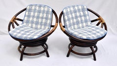 John Wisner Ficks Reed Far Horizons Saucer Swivel Chairs, Pair
