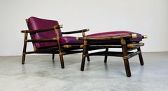 John Wisner Ficks Reed Pagoda Bamboo Rattan Lounge Chair Con Ottoman Set