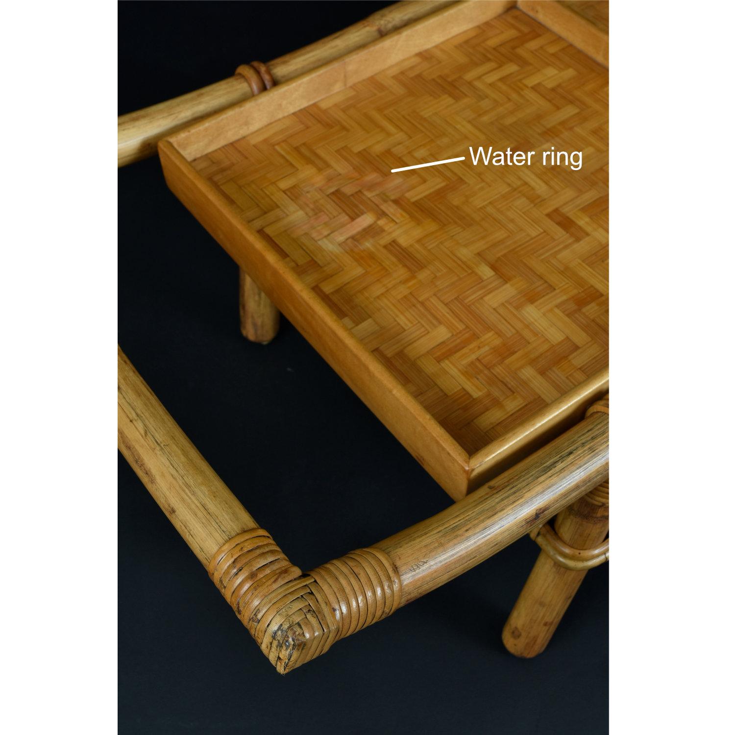 John Wisner for Ficks Reed Asian Modern Rattan Bamboo Pagoda Coffee Table For Sale 3