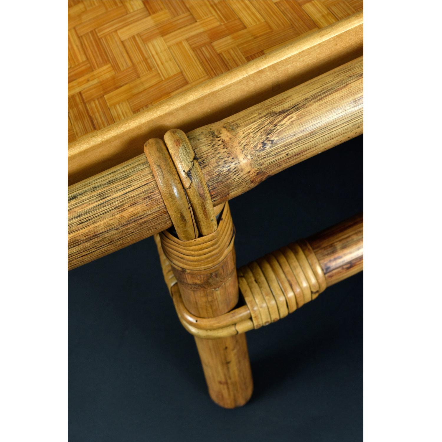 John Wisner for Ficks Reed Asian Modern Rattan Bamboo Pagoda Coffee Table For Sale 1