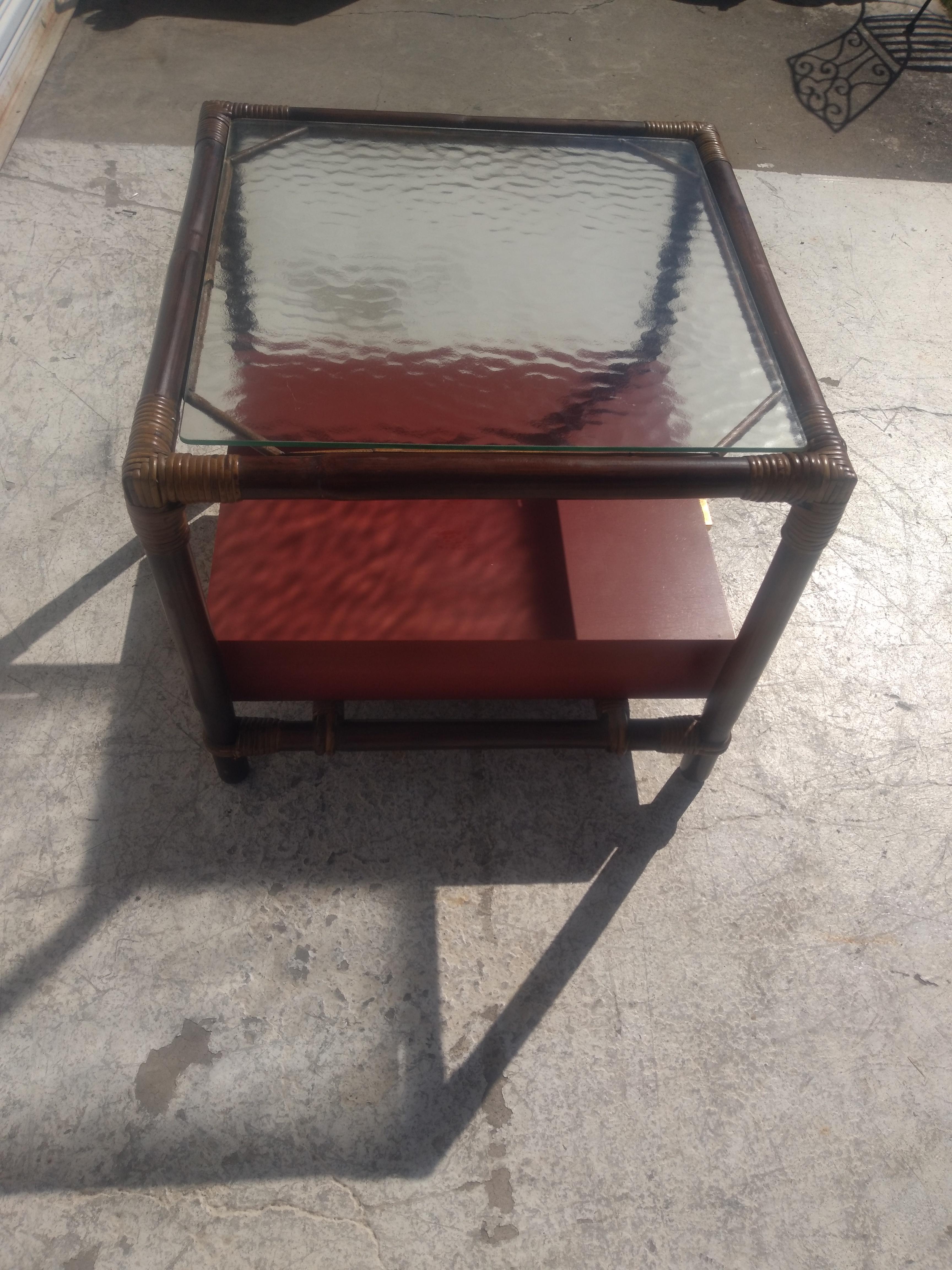 Bamboo John Wisner for Ficks Reed Boho Chic End Table For Sale