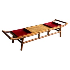 John Wisner for Ficks Reed Coffee Table or Bench, Bamboo and Cane, Circa 1954