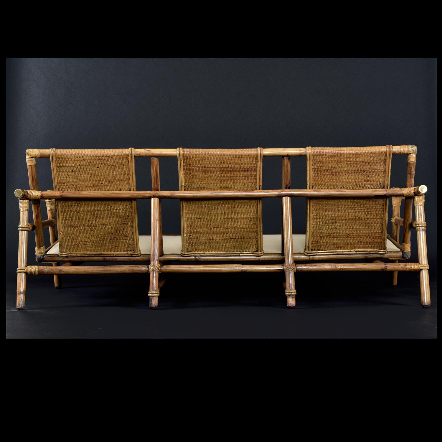 John Wisner for Ficks Reed Far Horizons Collection Bamboo Rattan Sofa Couch 3