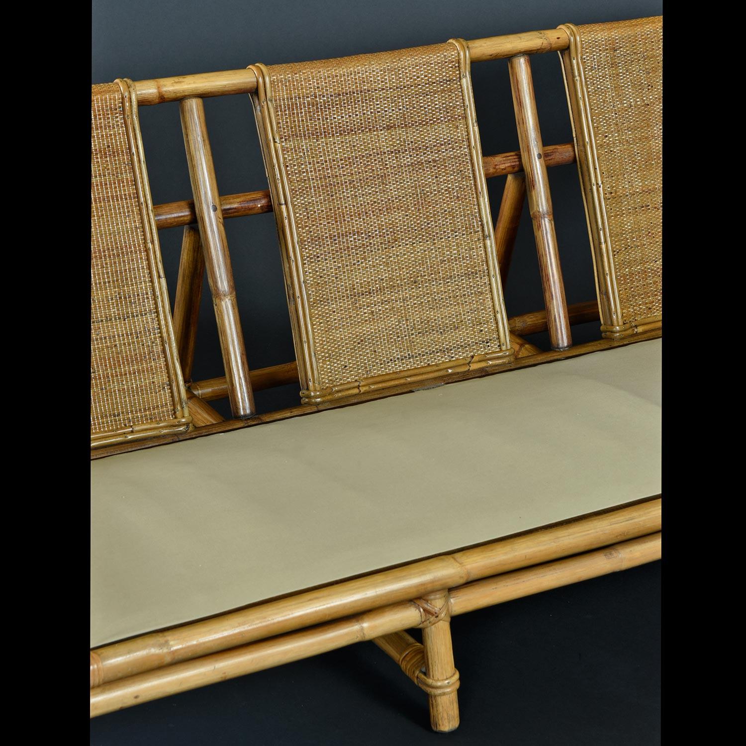 John Wisner for Ficks Reed Far Horizons Collection Bamboo Rattan Sofa Couch 7
