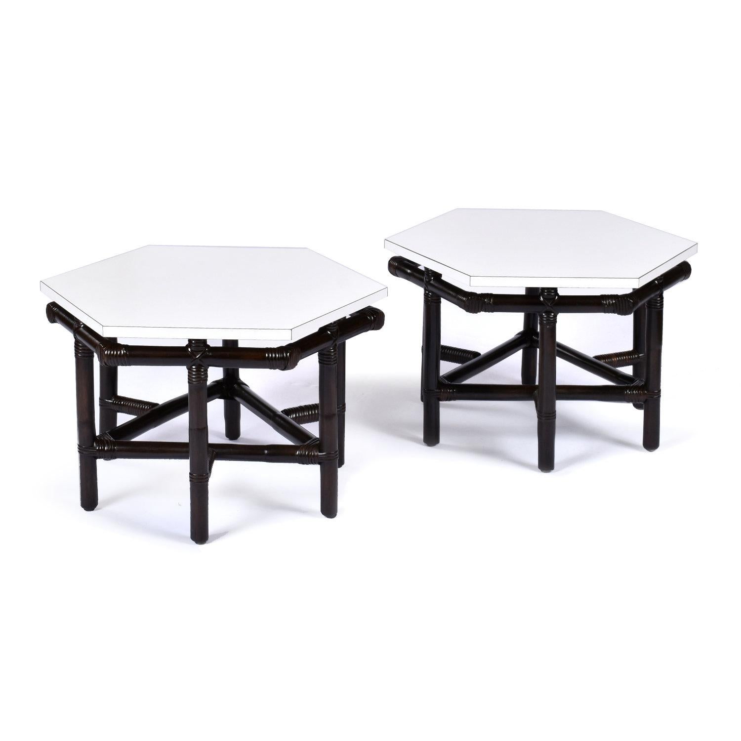 John Wisner for Ficks Reed Far Horizons Chaises longues en rotin avec tables d'extrémité en vente 11