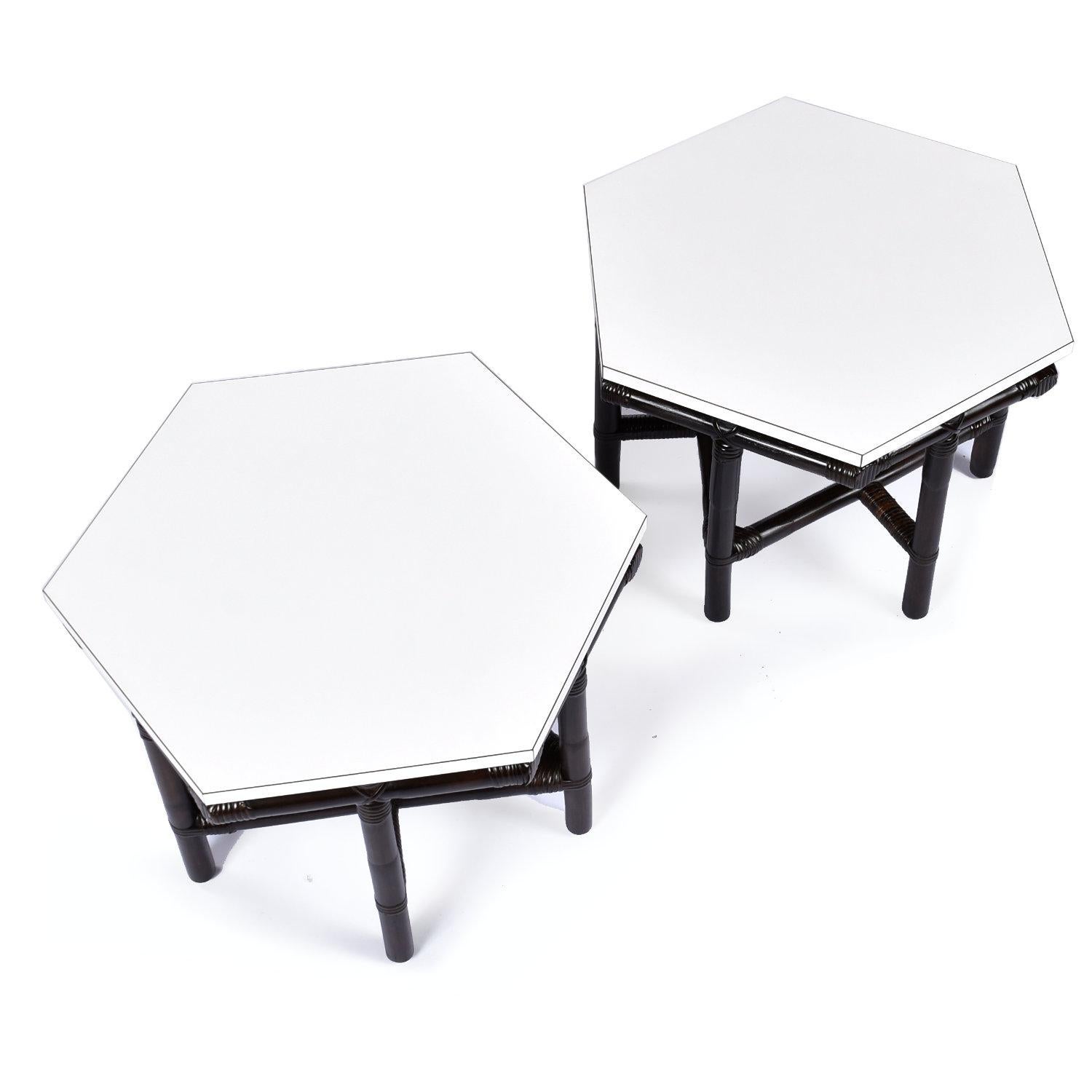 John Wisner for Ficks Reed Far Horizons Chaises longues en rotin avec tables d'extrémité en vente 13