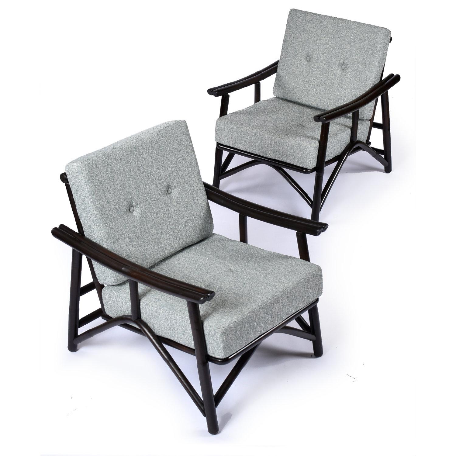 Américain John Wisner for Ficks Reed Far Horizons Chaises longues en rotin avec tables d'extrémité en vente