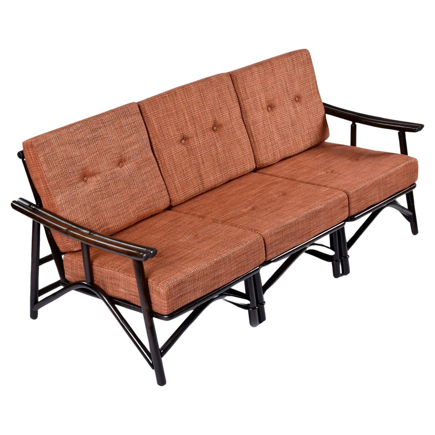A tasteful fusion of modern, Eastern and boho-chic style.  Luxurious bamboo seating group by John B. Wisner for Ficks Reed.  Wisner’s “Far Horizons” collection was first introduced in 1954 and remains a desirable, timeless classic. Inspired by the