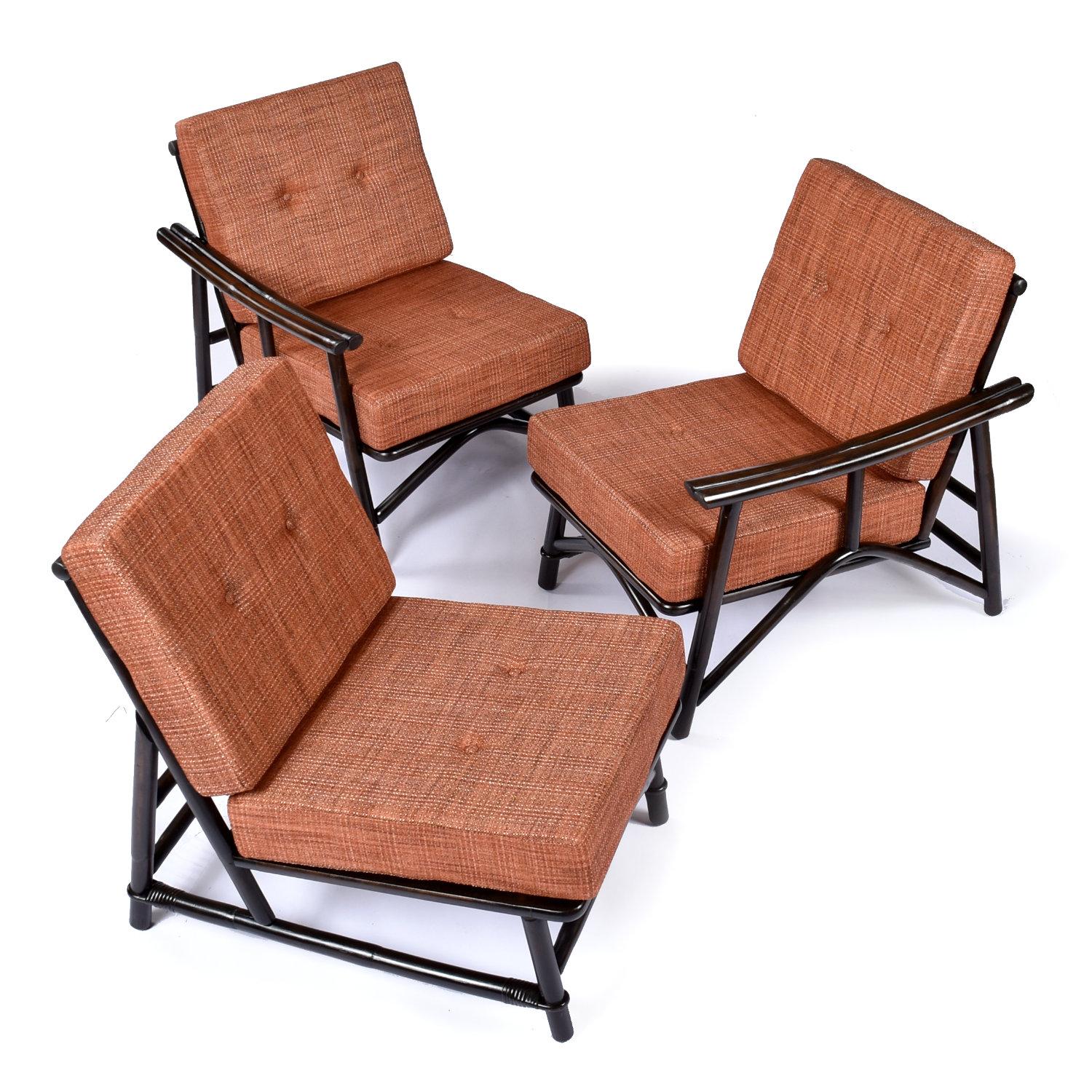 American John Wisner for Ficks Reed Far Horizons Rattan Modular Sofa With End Table Set For Sale