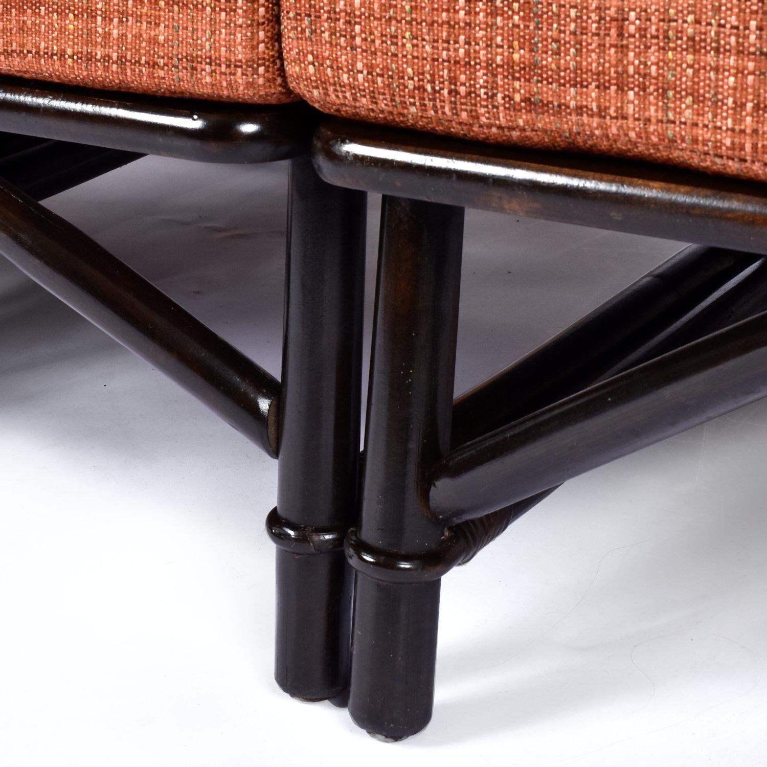 Fabric John Wisner for Ficks Reed Far Horizons Rattan Modular Sofa With End Table Set For Sale