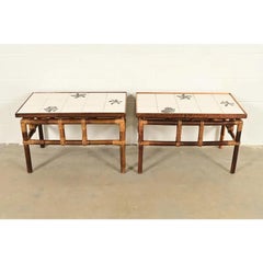 John Wisner for Ficks Reed Hollywood Regency Tile Top Side Tables, années 1950