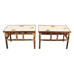 John Wisner for Ficks Reed Hollywood Regency Tile Top Side Tables, années 1950