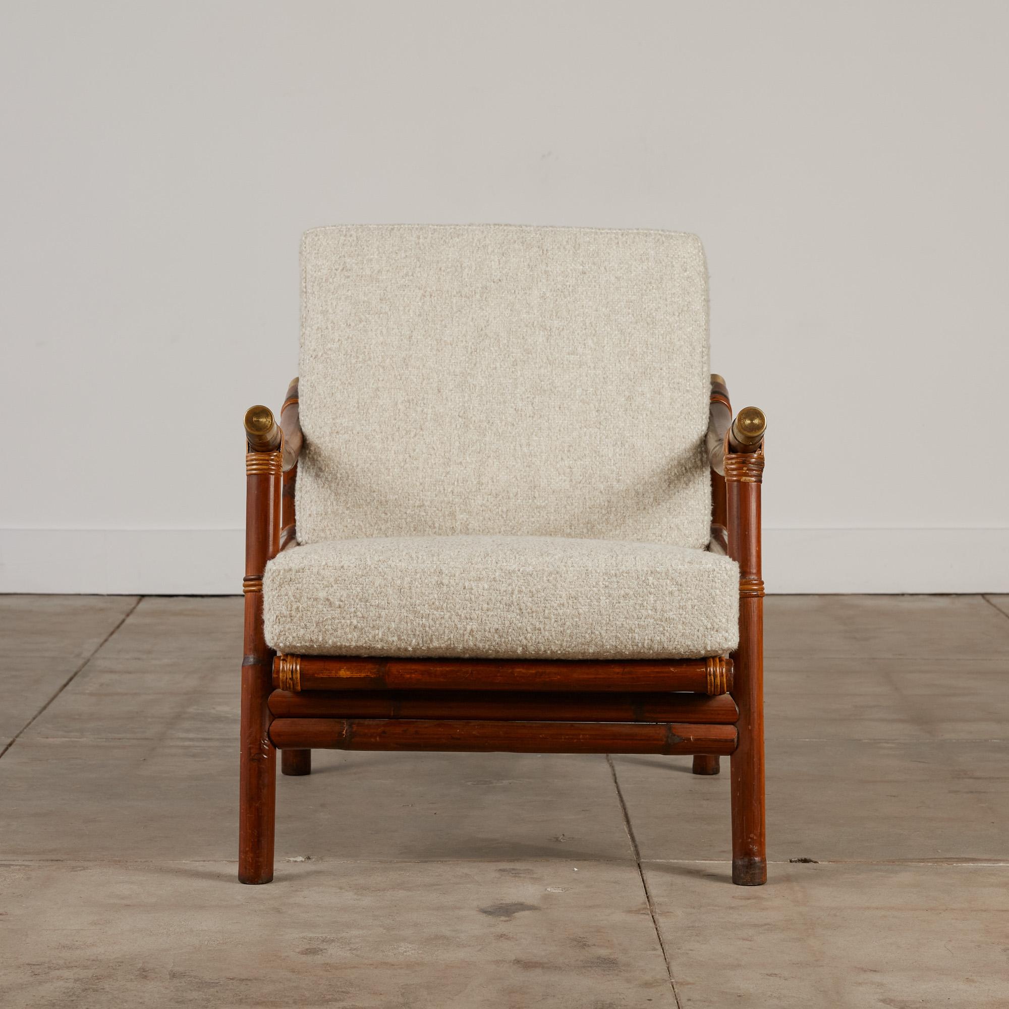 Mid-20th Century John Wisner for Ficks Reed Lounge Chair and Ottoman