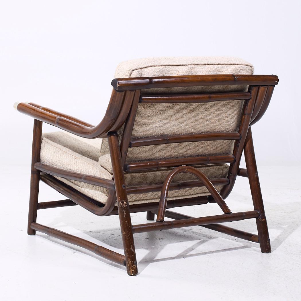American John Wisner for Ficks Reed Mid Century Bamboo Lounge Chair For Sale